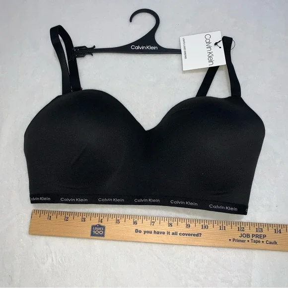 Calvin Klein Wirefree Bra Women Large Black NEW Lightly Lined Logo QP3301O-001 - Picture 3 of 10